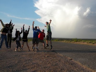 Students excited upon encountering a supercell. 
